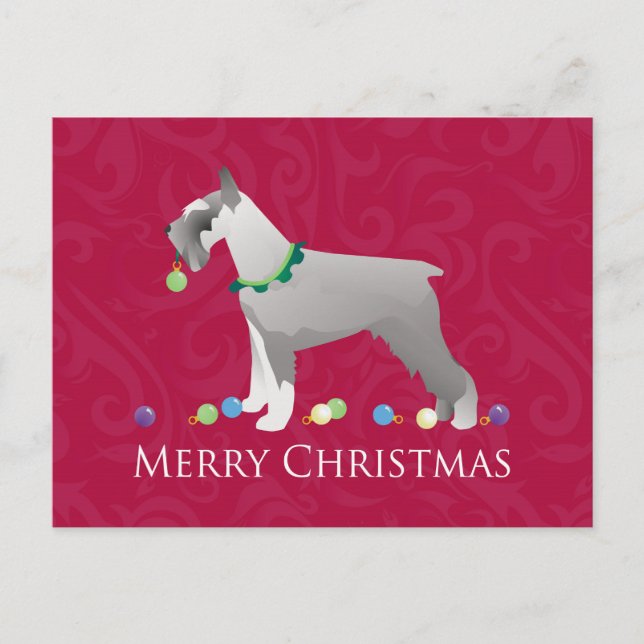 Cartão Postal De Festividades Schnauzer Felry Design de Natal (Frente)