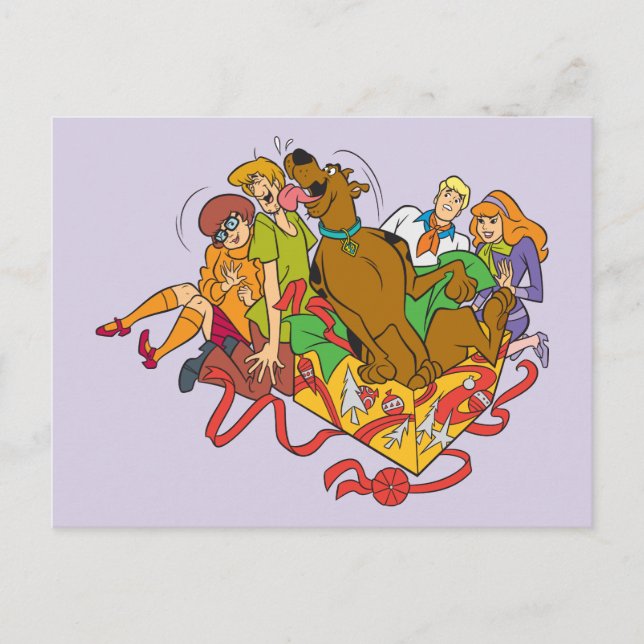 Cartão Postal De Festividades Scooby-Doo e Gang no Natal (Frente)