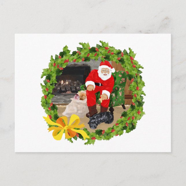 Cartão Postal De Festividades Scottie Dogs no Natal (Frente)