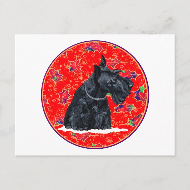 Cartão Postal De Festividades Scottish Terrier Christmas (Frente)