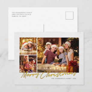 Cartão Postal De Festividades Script de Foto da Família Natal Moderna
