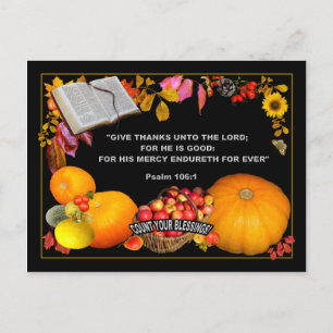 Cartão Postal De Festividades Scripture thanks POSTCARD