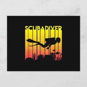 Cartão Postal De Festividades Scuba Diver Silhouette Merge Nadador