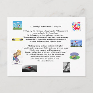 Cartão Postal De Festividades Se Eu Pudesse Levantar Meus Filhos Novamente