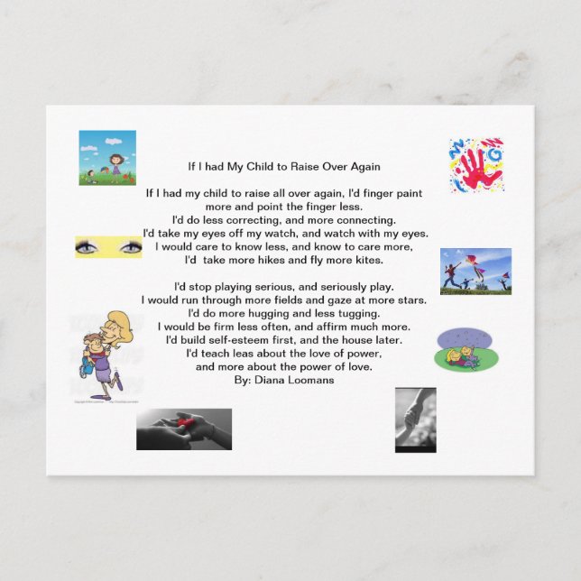 Cartão Postal De Festividades Se Eu Pudesse Levantar Meus Filhos Novamente (Frente)