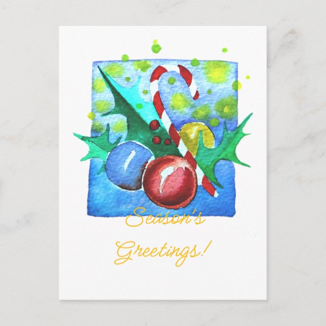 Cartão Postal De Festividades Season's Greetings Card With Baubles  (Frente)