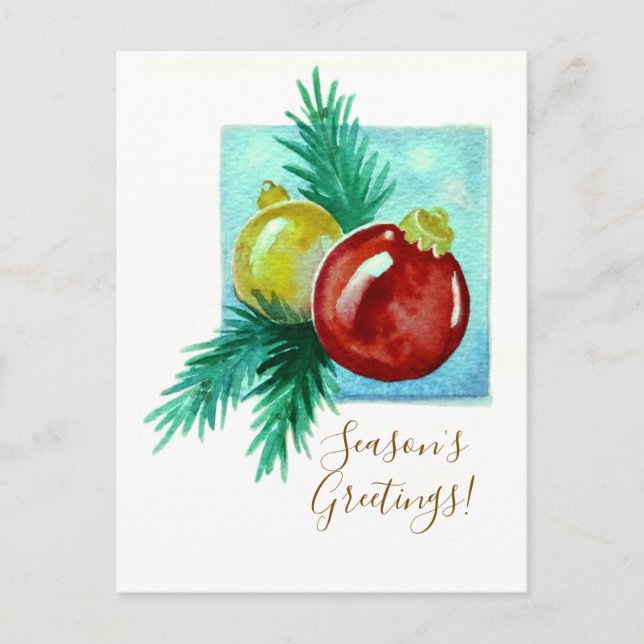 Cartão Postal De Festividades Season's Greetings Card With Baubles (Frente)