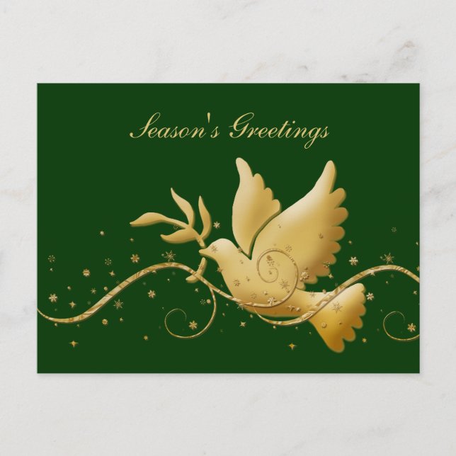 Cartão Postal De Festividades Season's greetings dove peace gold Christmas greet (Frente)