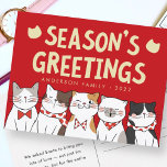 Cartão Postal De Festividades Season's Greetings Funny Cute Cats Caroling<br><div class="desc">Carol of the cats. 'Tis the season,  to be meowwy! meow meow meow meow.. meow meow meow MEOW!

Available here:
http://www.zazzle.com/selectpartysupplies</div>