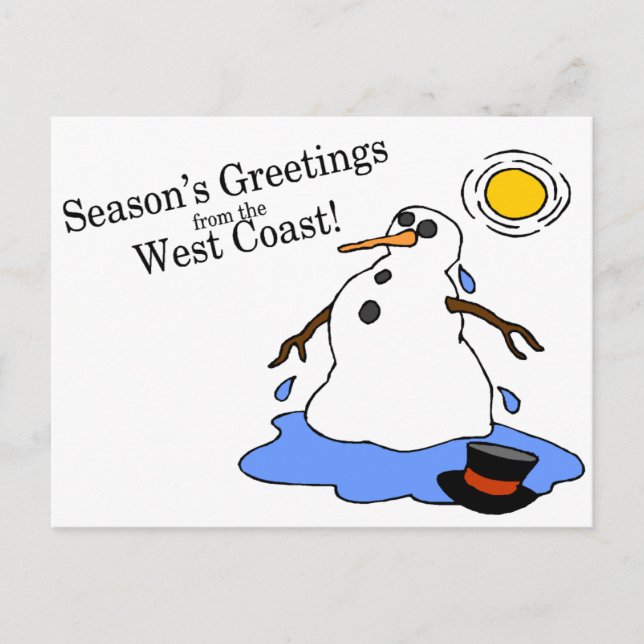 Cartão Postal De Festividades Seasons Saudações Da Costa Oeste De Snowman (Frente)
