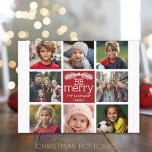 Cartão Postal De Festividades Seja feliz com fotos de colagem de Natal com branc<br><div class="desc">Use 8 fotos de instagram quadrados para fazer uma recordação de feriado única e de feliz tradicional. Se precisar mover alguma coisa,  clique no botão personalizar para fazer alterações.</div>