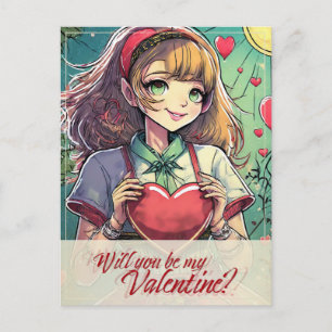 Cartão Postal De Festividades Seja Meu Namorado no Estilo Mangá 33419