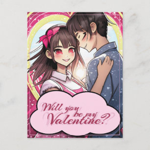 Cartão Postal De Festividades Seja Meu Namorado no Estilo Mangá 58477