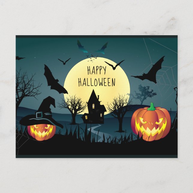Cartão Postal De Festividades Seleção Noturna de Halloween, Carnaval, Trendência (Frente)