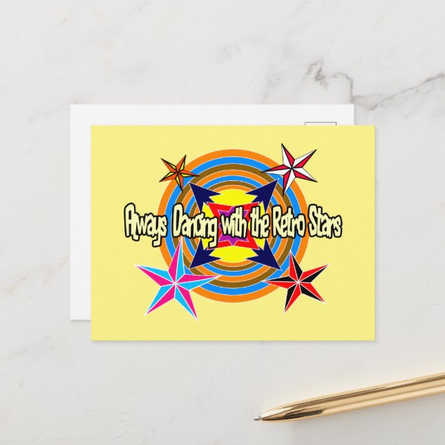 Cartão Postal De Festividades Sempre dançando com as estrelas Retro (Frente/Verso In Situ)
