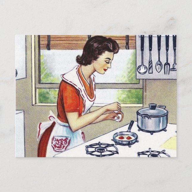 Cartão Postal De Festividades Senhora cozinhar de retrato bonito (Frente)