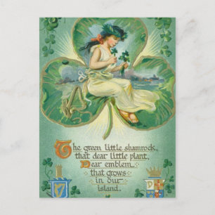 Cartão Postal De Festividades Senhora irlandesa bonita vintage Dia de São Patr