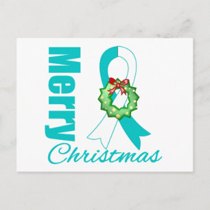 Cartão Postal De Festividades Sensibilização do Cancer Cervoso Fita de Natal Fel