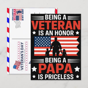 Cartão Postal De Festividades Ser um Veterano é uma Honra Ser um Papai é Inestim