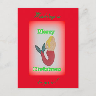 Cartão Postal De Festividades sereia loira desejando natal alegre