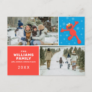 Cartão Postal De Festividades Sesame Street   Foto da Família do Floco de Neve d