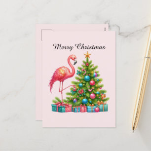 Cartão Postal De Festividades Sessões saudações rosa flamingo