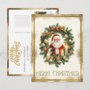Cartão Postal De Festividades Seu Foto Natal Vintage Papai Noel Dourado Natal
