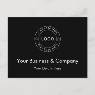 Cartão Postal De Festividades Seu logotipo empresarial em preto personalizado