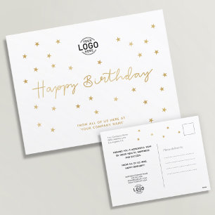 Cartão Postal De Festividades Seu Logotipo Minimalista Estrelas Comerciais Feliz