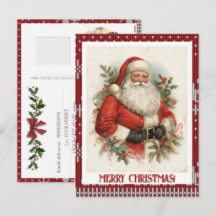 Cartão Postal De Festividades Seu Papai Noel de Natal Vintage Personalizado