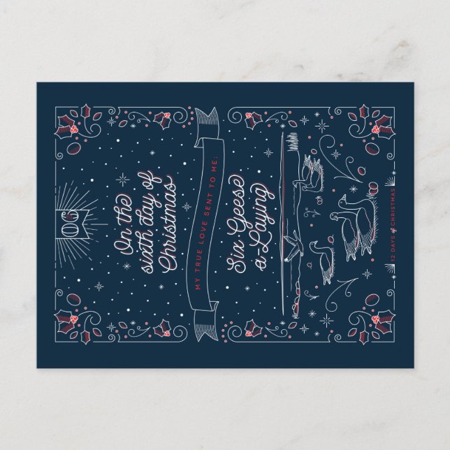 Cartão Postal De Festividades SEXTO DIA DO NATAL / Cartão de Natal (Frente)