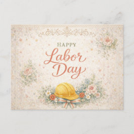 Cartão Postal De Festividades Shabby Chic Rosa Feliz Dia do Trabalhador