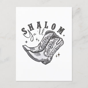 Cartão Postal De Festividades Shalom Y'all Cowboy judeu Hanukkah West