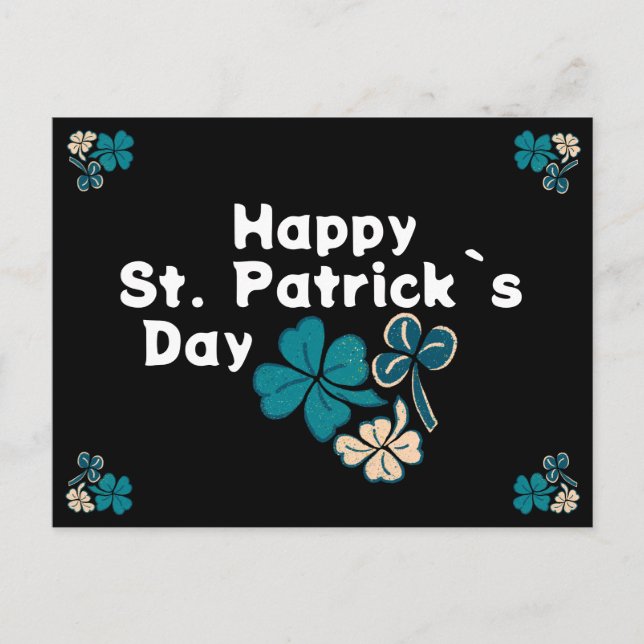 Cartão Postal De Festividades Shamrock Clover Irish Happy Rua. (Frente)