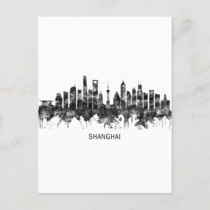 Cartão Postal De Festividades Shanghai China Skyline BW