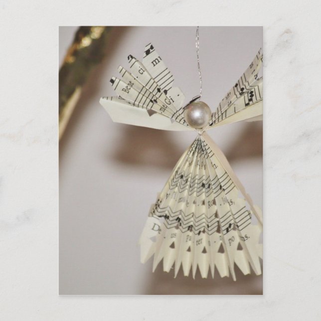 Cartão Postal De Festividades Sheet Music Notes Christmas Angel Pearl (Frente)