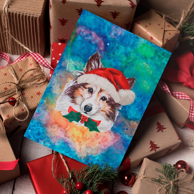 Cartão Postal De Festividades Sheltie Breed Dog Natal (Criador carregado)