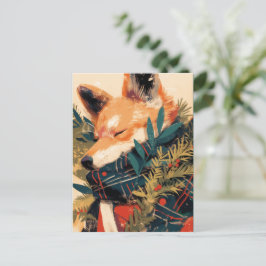 Cartão Postal De Festividades Shiba Inu Legal no Inverno de Natal