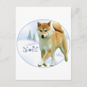Cartão Postal De Festividades Shiba Noel