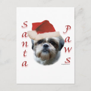 Cartão Postal De Festividades Shih Tzu Papais noeis Paws