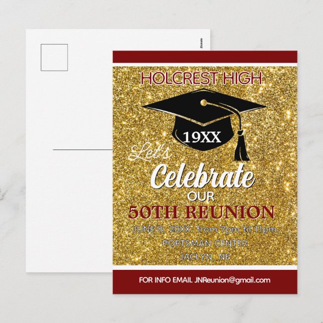 Cartão Postal De Festividades Show stopper Class Reunion invitation post card (Frente/Verso)