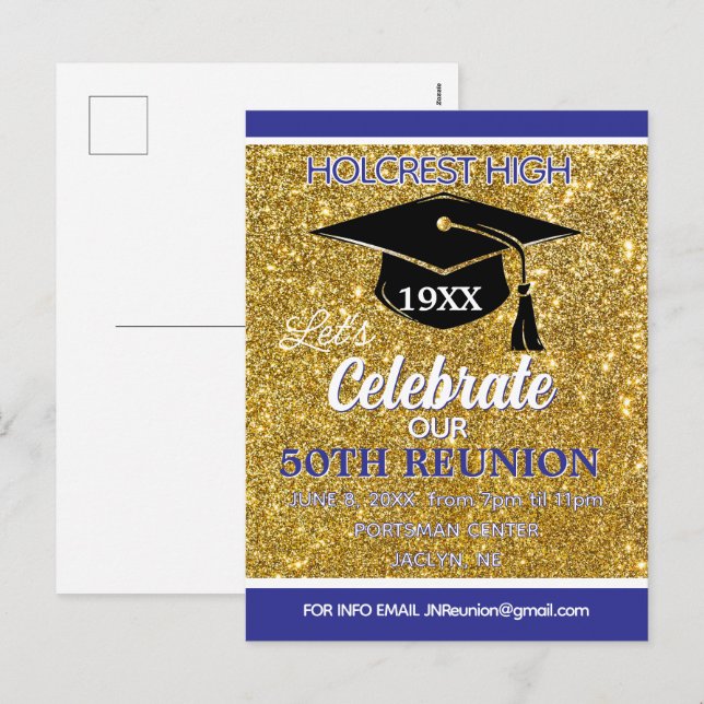Cartão Postal De Festividades Show stopper Class Reunion invitation post card (Frente/Verso)