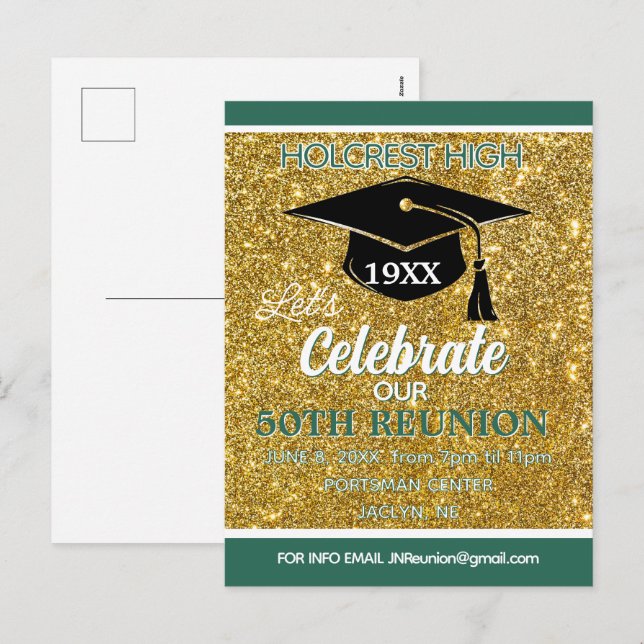 Cartão Postal De Festividades Show stopper Class Reunion invitation post card (Frente/Verso)