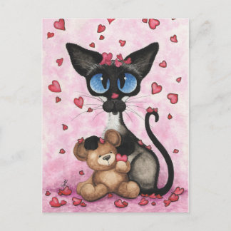 Cartão Postal De Festividades Siamese Cat Valentine Be Mine Bear by BiHrLe