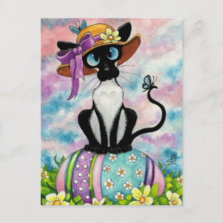 Cartão Postal De Festividades Siamese Páscoa Bonnet