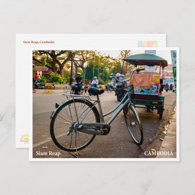 Cartão Postal De Festividades Siem Reap Bicycle Street – Travel Postcard (Frente/Verso)