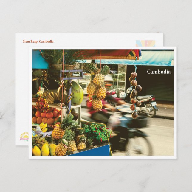 Cartão Postal De Festividades Siem Reap Fruit Market – Travel Postcard (Frente/Verso)