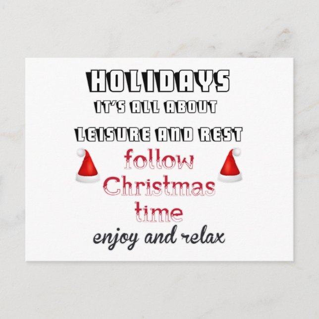 Cartão Postal De Festividades Siga o horário de Natal (Frente)