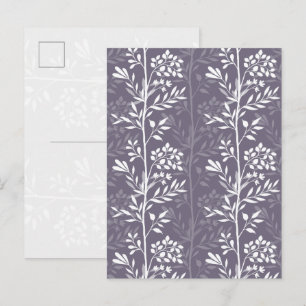 Cartão Postal De Festividades Silhueta Floral Elegante Roxo Lavanda Minimalista
