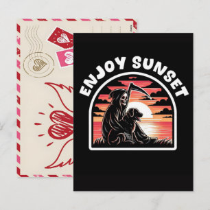 Cartão Postal De Festividades Silhueta Retro do Diabo da Tasmânia Sandhill Vinta